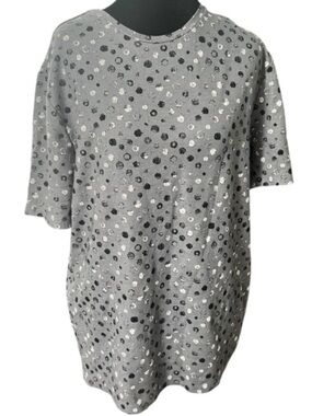 EXPRESS Gray Polka Dot Short Sleeve Tee women’s  L